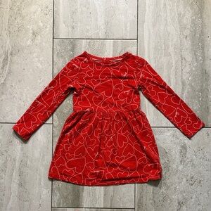 Carter's Red Long-Sleeve Heart Print Dress
